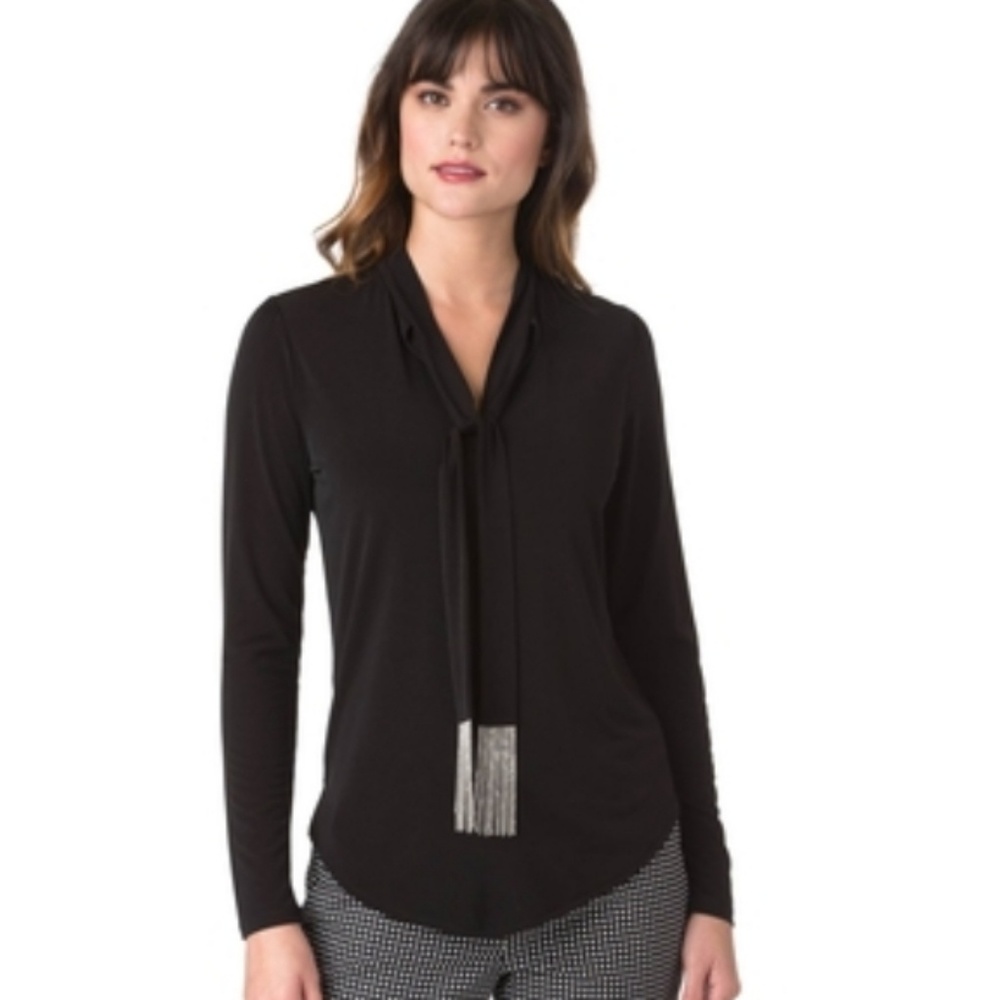 Michael Kors Black Dress shirt with chain fringe